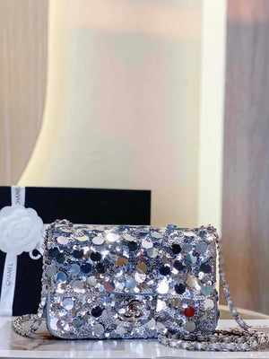 Chanel 23P limited edition new classic CF sequin bag Silver - Default Title - View 1