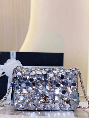 Chanel 23P limited edition new classic CF sequin bag Silver - Default Title - View 2