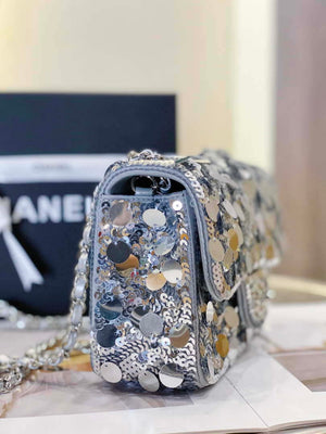 Chanel 23P limited edition new classic CF sequin bag Silver - Default Title - View 5