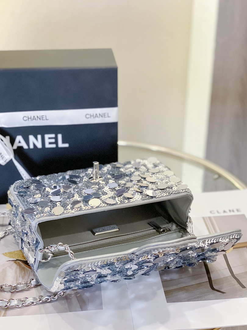 Chanel 23P limited edition new classic CF sequin bag Silver - Default Title - View 7