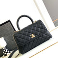 Chanel 23P Medium Flap Bag With Brown Top Handle Bag A92990 Black - Default Title - View 1