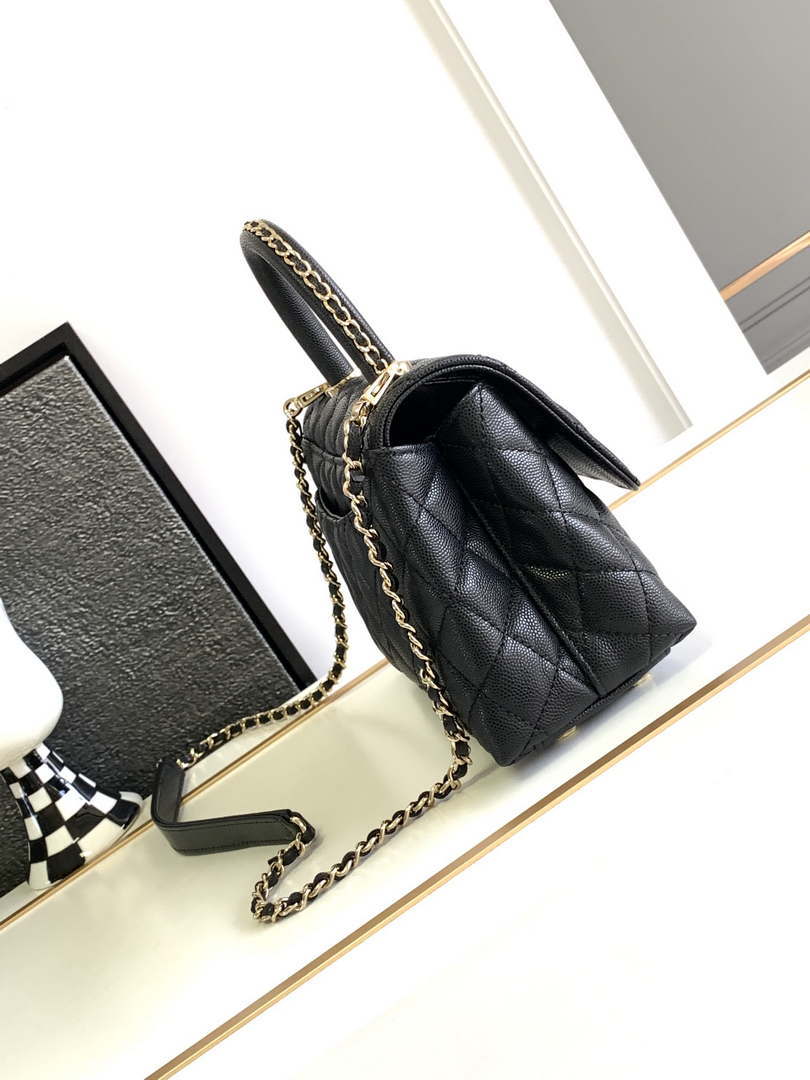 Chanel 23P Medium Flap Bag With Brown Top Handle Bag A92990 Black - Default Title - View 2