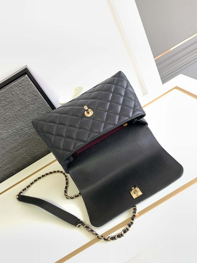 Chanel 23P Medium Flap Bag With Brown Top Handle Bag A92990 Black - Default Title - View 7