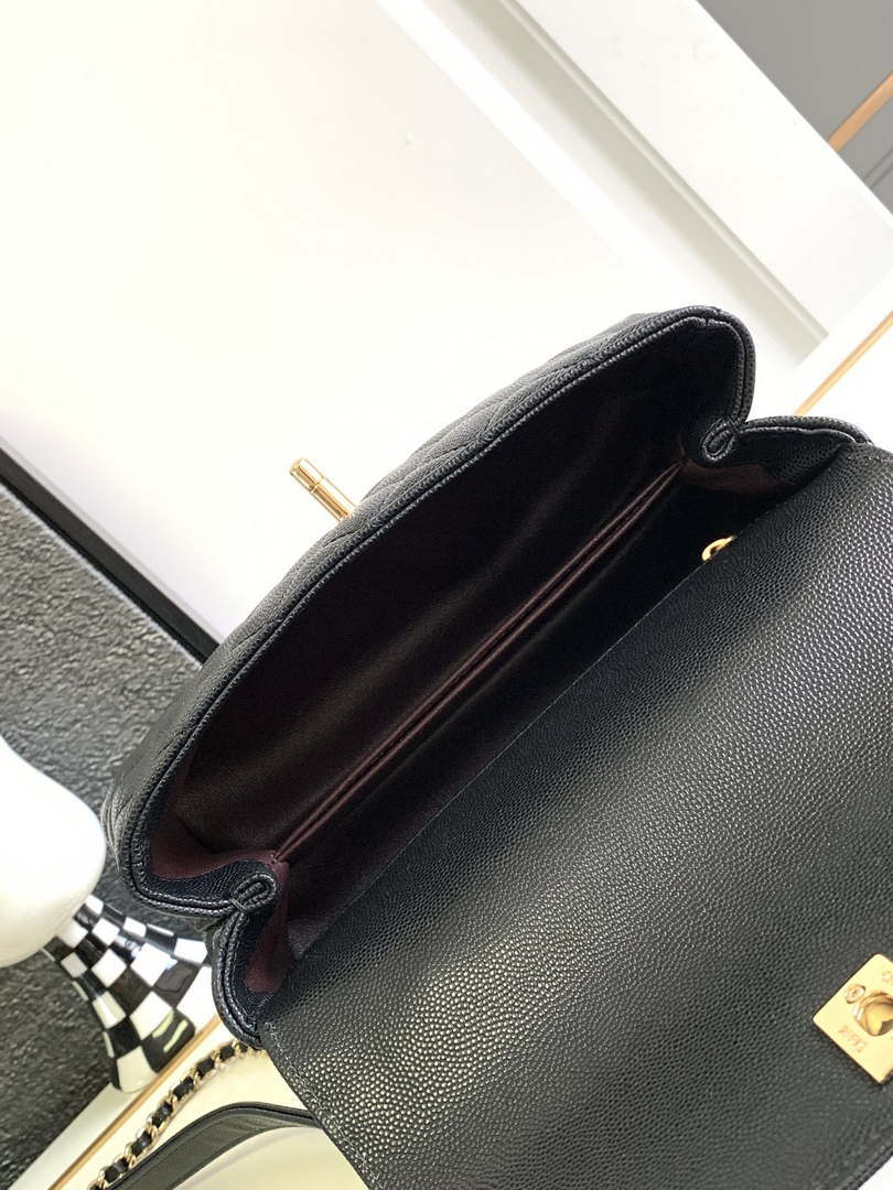 Chanel 23P Medium Flap Bag With Brown Top Handle Bag A92990 Black - Default Title - View 8