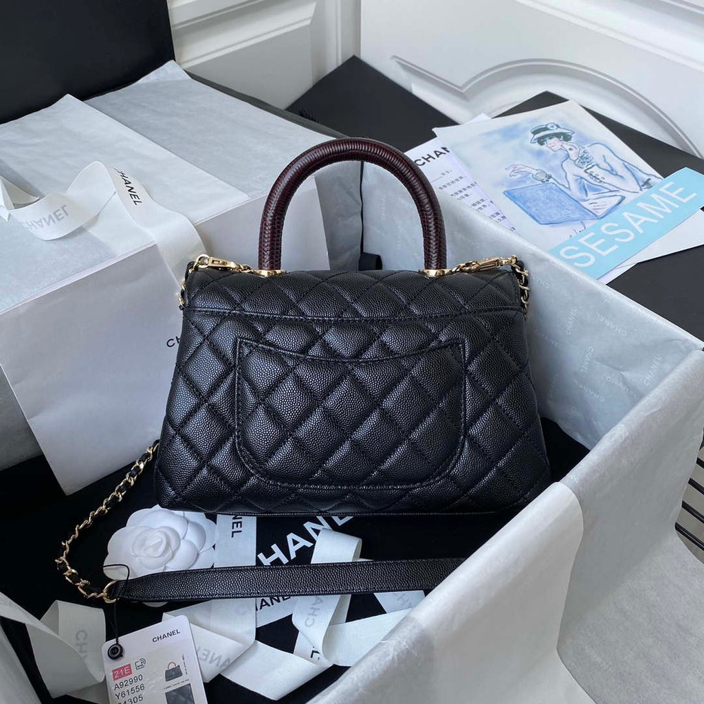 Chanel A92990 Medium Flap Bag With Top Handle Bag Black