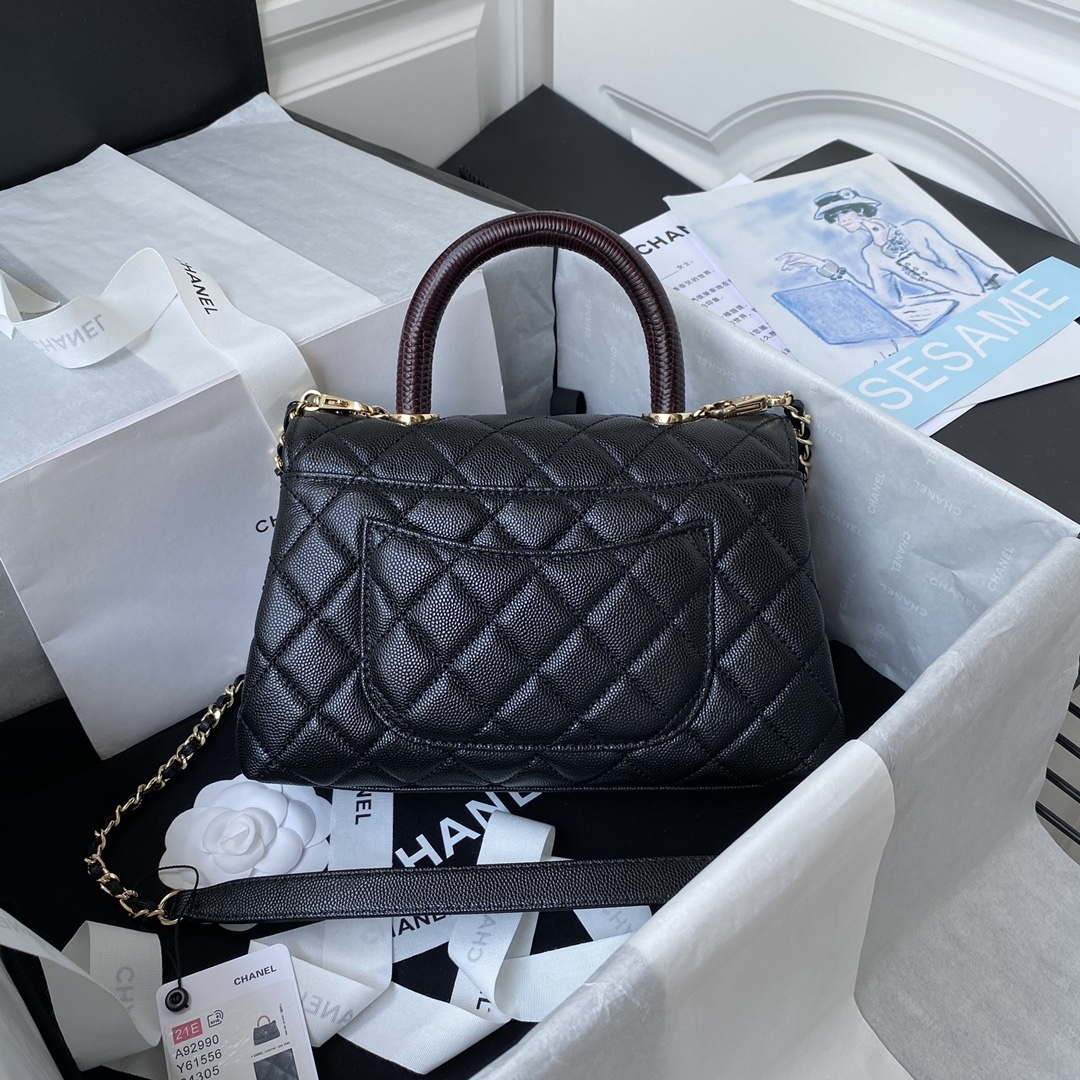 Chanel A92990 Medium Flap Bag With Top Handle Bag Black