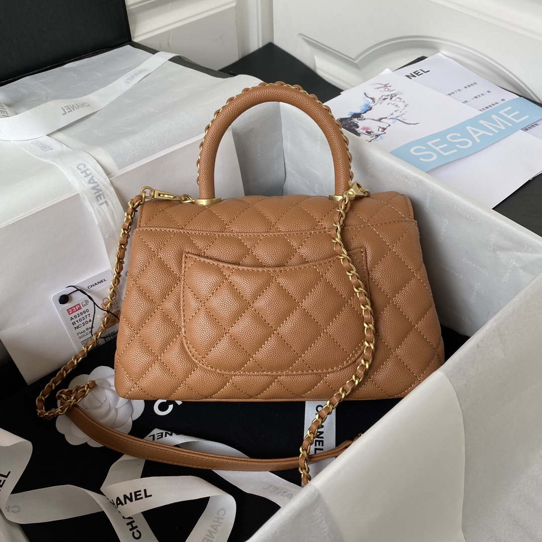 Chanel 23P Medium Flap Bag With Brown Top Handle Bag A92990 Brown - Default Title - View 2