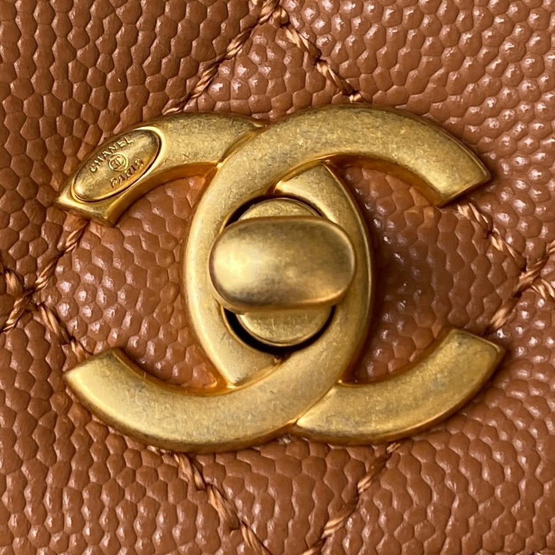 Chanel 23P Medium Flap Bag With Brown Top Handle Bag A92990 Brown