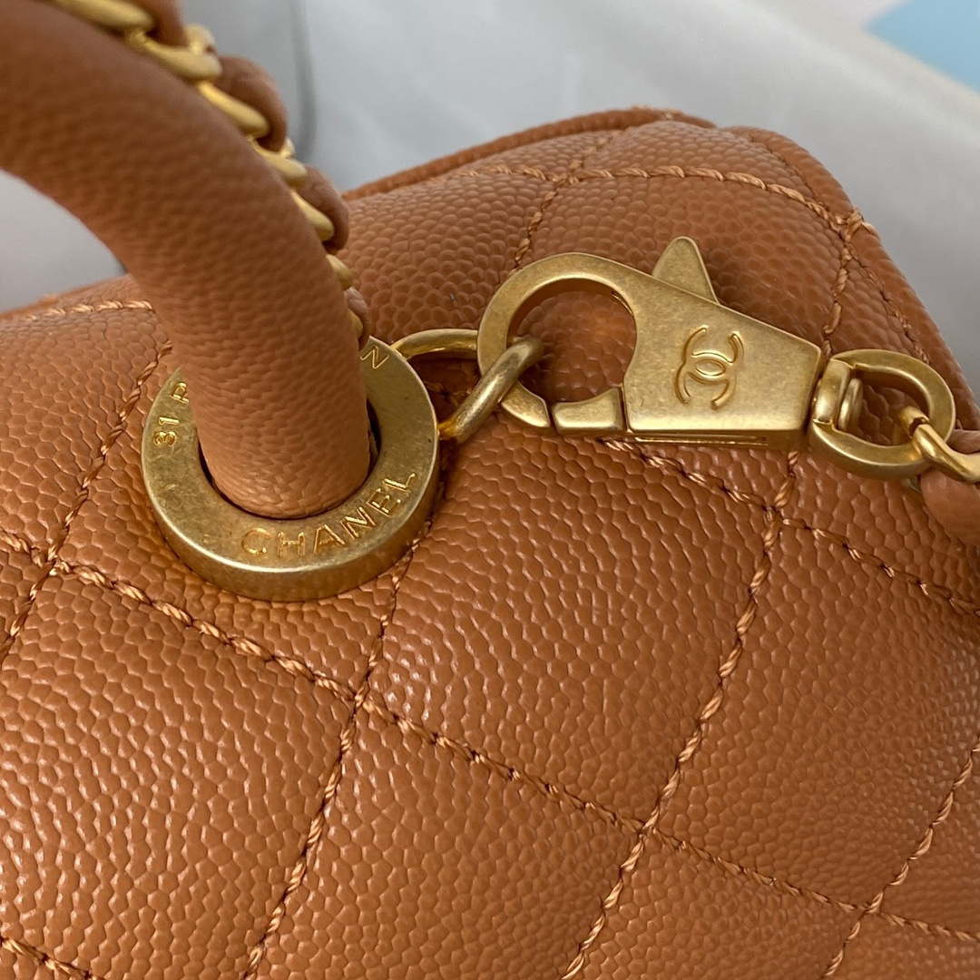 Chanel 23P Medium Flap Bag With Brown Top Handle Bag A92990 Brown - Default Title - View 4