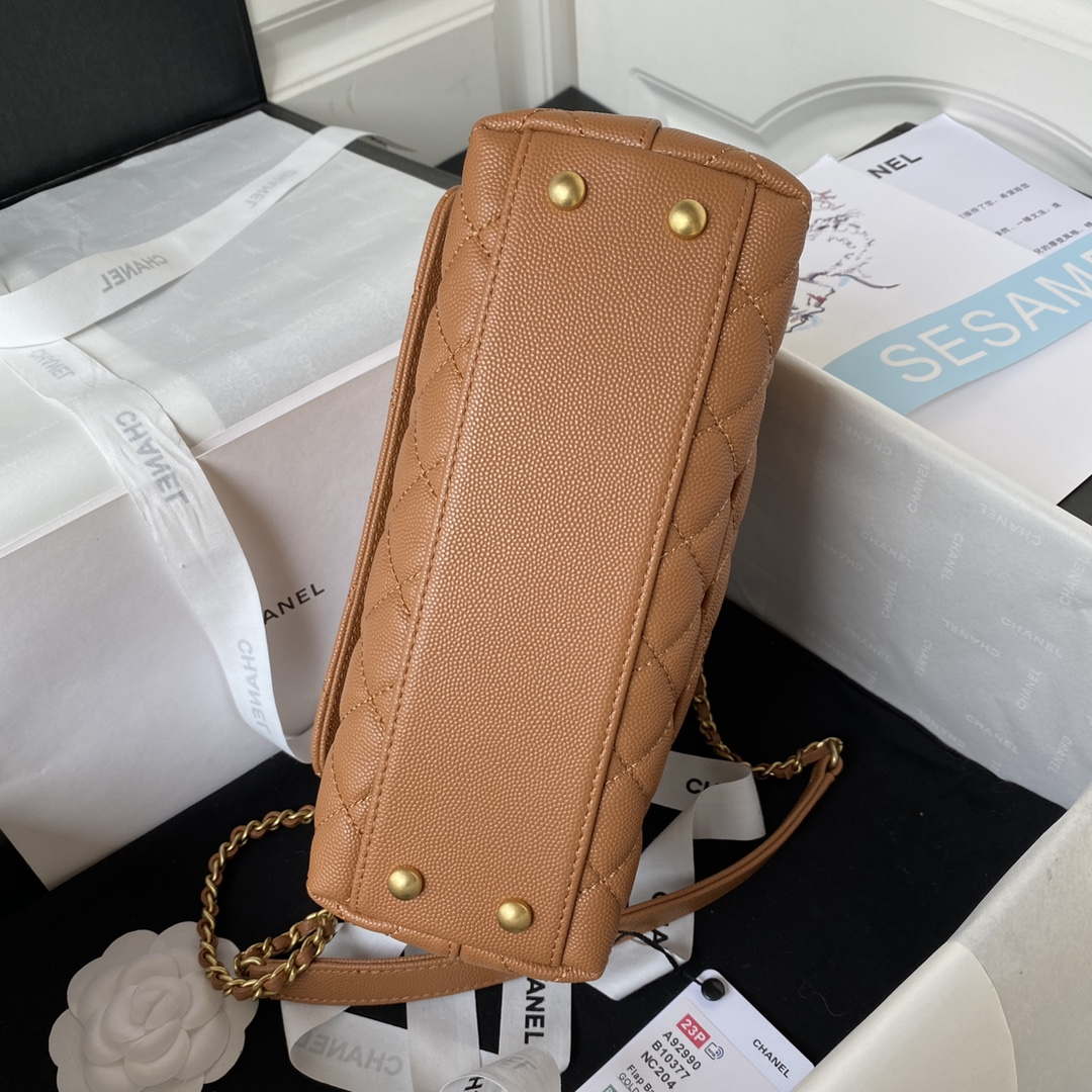 Chanel 23P Medium Flap Bag With Brown Top Handle Bag A92990 Brown - Default Title - View 5