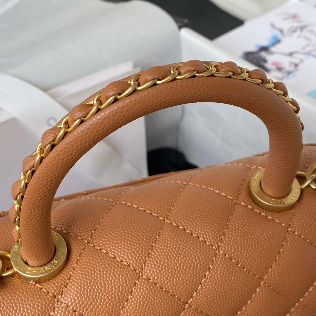 Chanel 23P Medium Flap Bag With Brown Top Handle Bag A92990 Brown - Default Title - View 6