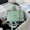 Chanel 23P Medium Flap Bag With Brown Top Handle Bag A92990 Green - Default Title - View 1