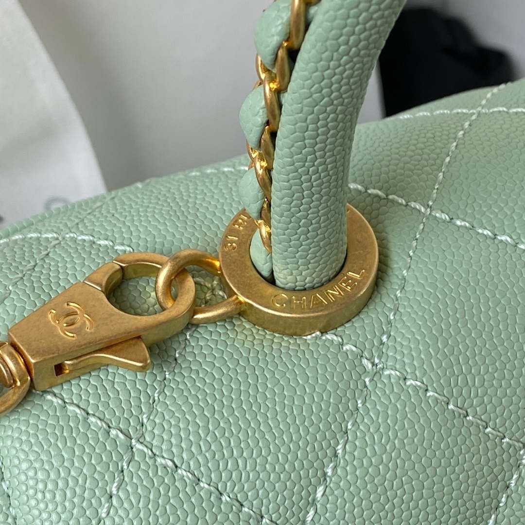 Chanel 23P Medium Flap Bag With Brown Top Handle Bag A92990 Green - Default Title - View 4