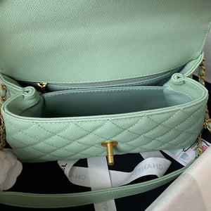 Chanel 23P Medium Flap Bag With Brown Top Handle Bag A92990 Green - Default Title - View 7