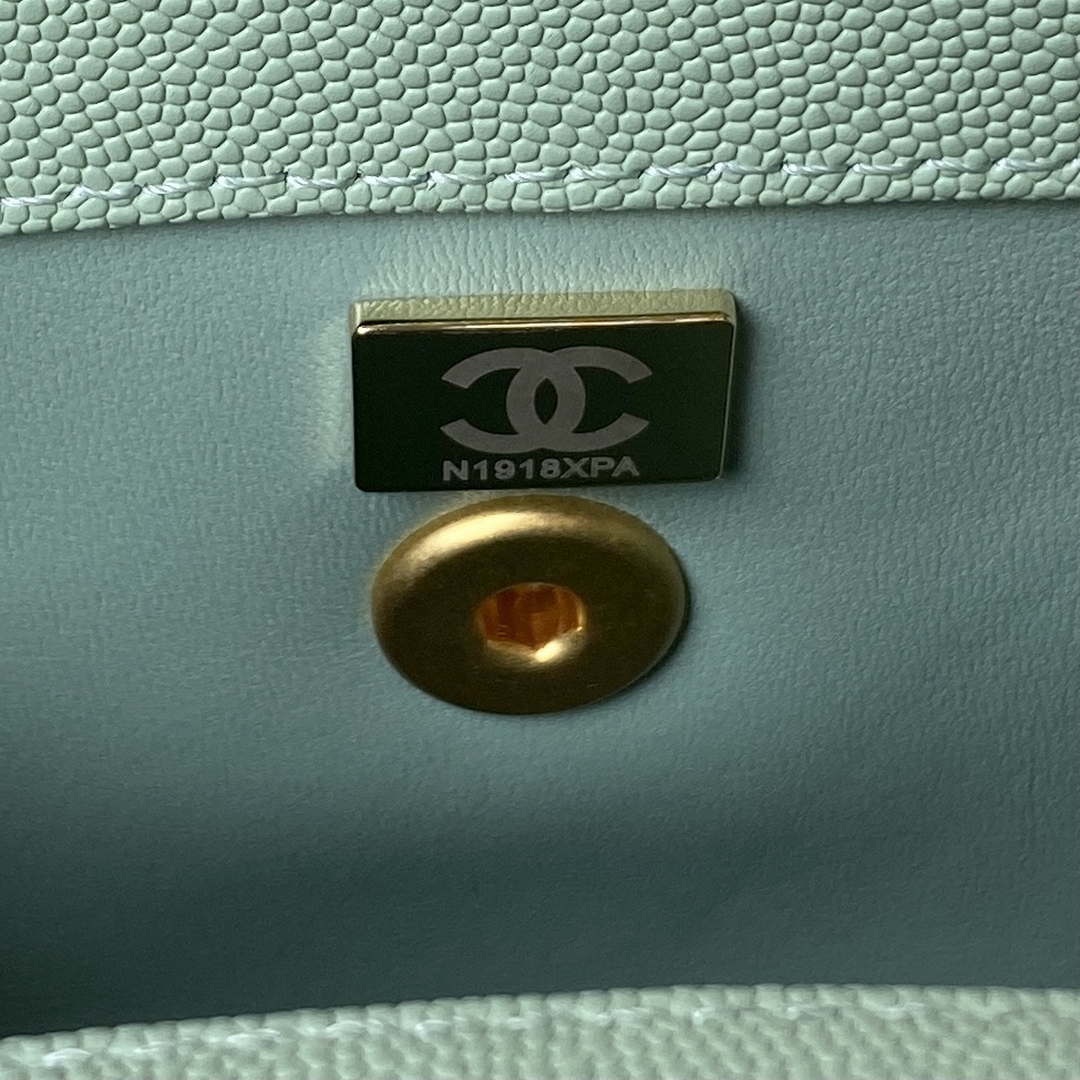 Chanel 23P Medium Flap Bag With Brown Top Handle Bag A92990 Green - Default Title - View 9