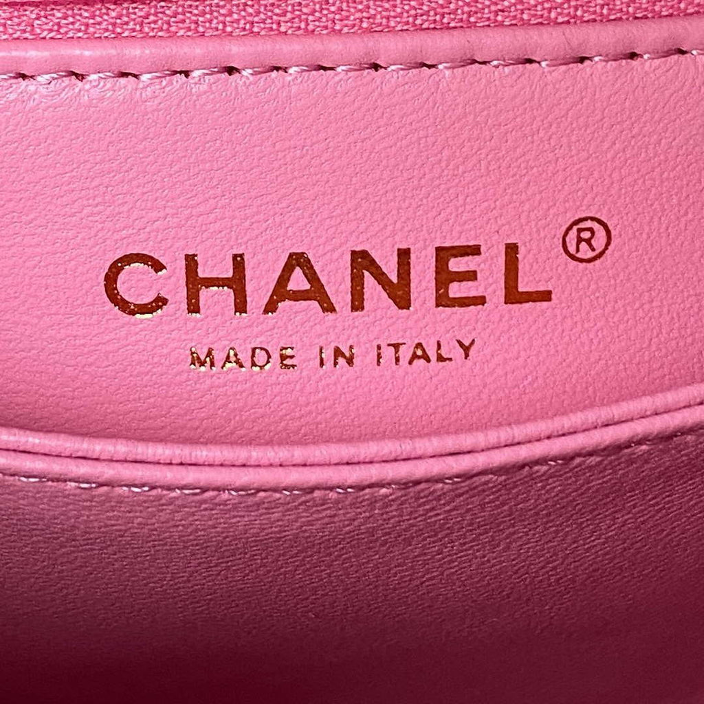 Chanel 23P Medium Flap Bag With Brown Top Handle Bag A92990 Pink