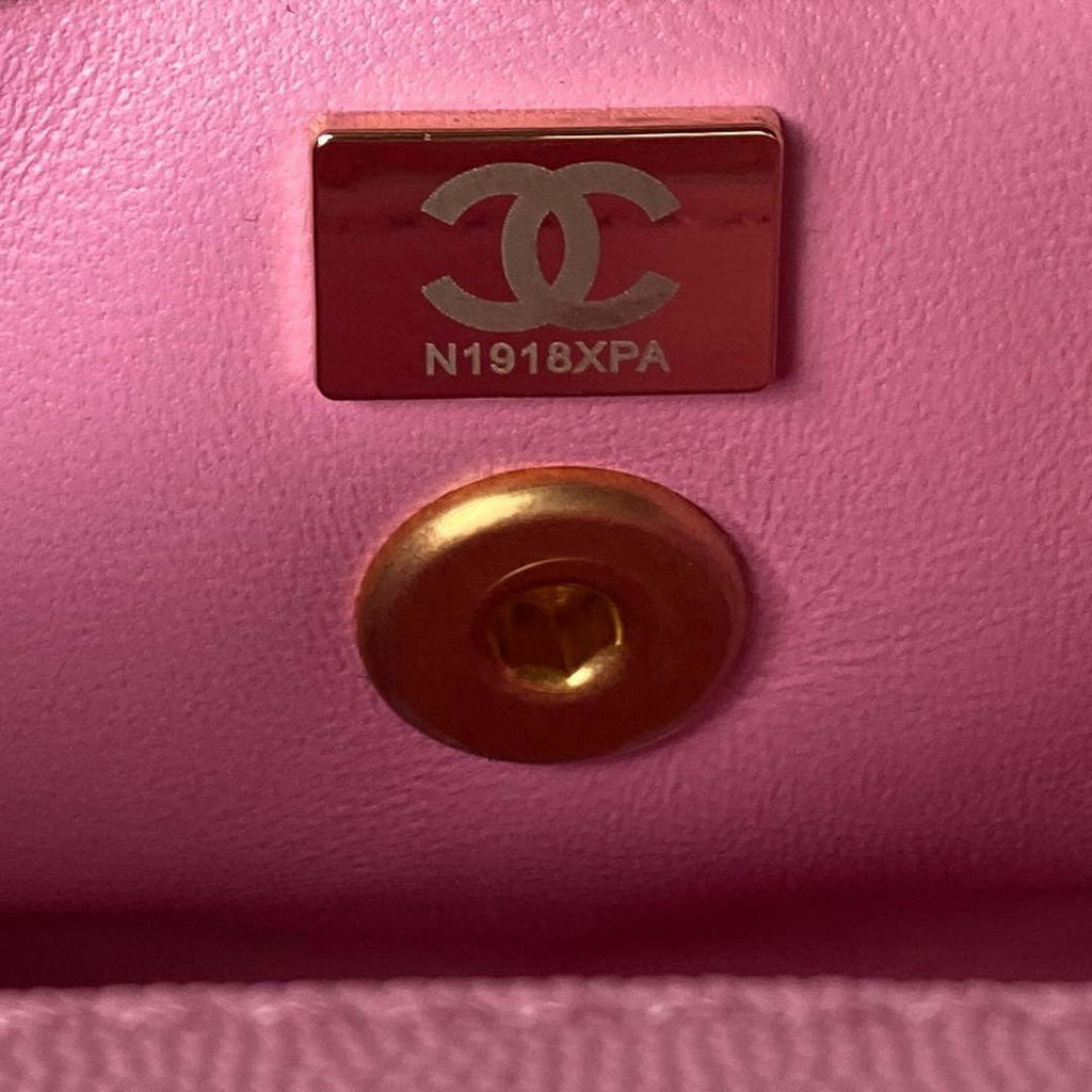 Chanel 23P Medium Flap Bag With Brown Top Handle Bag A92990 Pink