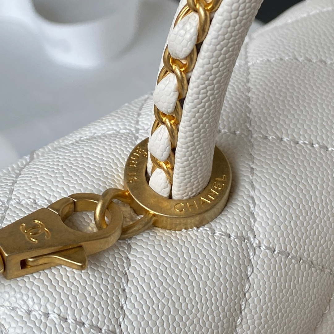 Chanel 23P Medium Flap Bag With Brown Top Handle Bag A92990 White - Default Title - View 5