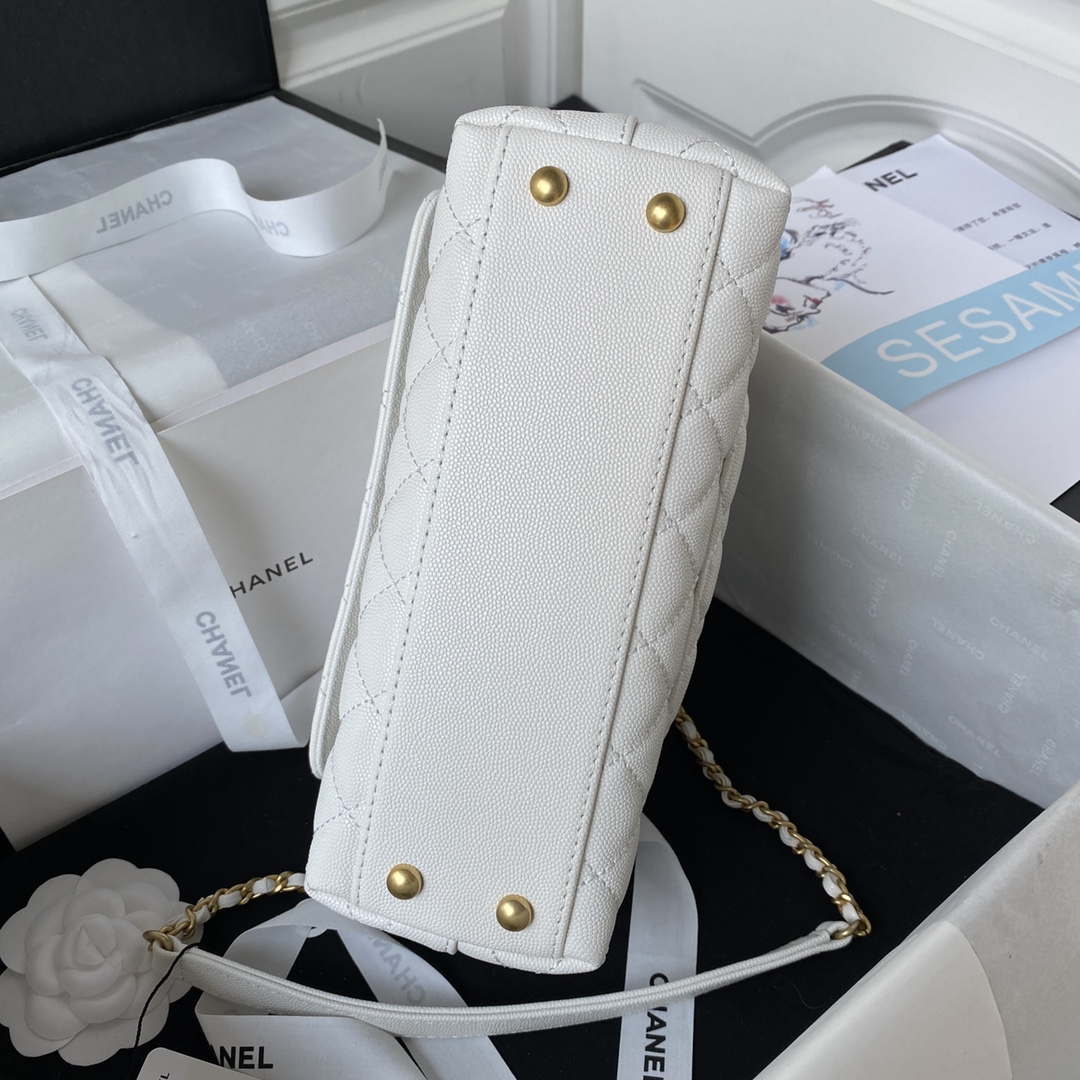 Chanel 23P Medium Flap Bag With Brown Top Handle Bag A92990 White - Default Title - View 6