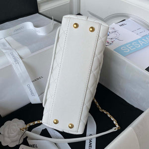 Chanel 23P Medium Flap Bag With Brown Top Handle Bag A92990 White - Default Title - View 6