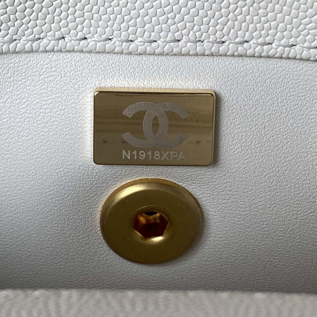 Chanel 23P Medium Flap Bag With Brown Top Handle Bag A92990 White - Default Title - View 9