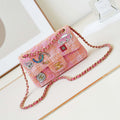 Chanel 24C A01113 Flap Handbag Classic Bag Woolen A69900 Orange & Pink - Default Title - View 1
