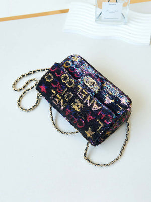 Chanel 24C AS4561 Flap Bag Sequins Gold-Tone Metal Black & Multicolor - Default Title - View 7