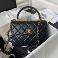 Chanel 24C Trendy CC Flap Bag With Top Handle Lambskin bag A92236 Black Gold - Default Title - View 1