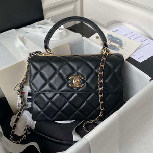 Chanel 24C Trendy CC Flap Bag With Top Handle Lambskin bag A92236 Black Gold - Default Title - View 1