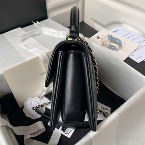 Chanel 24C Trendy CC Flap Bag With Top Handle Lambskin bag A92236 Black Gold - Default Title - View 6