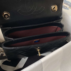 Chanel 24C Trendy CC Flap Bag With Top Handle Lambskin bag A92236 Black Gold - Default Title - View 7