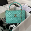Chanel Trendy 24C Flap Bag With Top Handle Lambskin bag A92236 Blue Gold