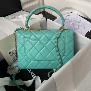 Chanel Trendy 24C Flap Bag With Top Handle Lambskin bag A92236 Blue Gold - Default Title - View 2