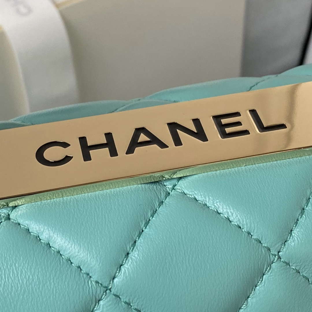Chanel Trendy 24C Flap Bag With Top Handle Lambskin bag A92236 Blue Gold - Default Title - View 4