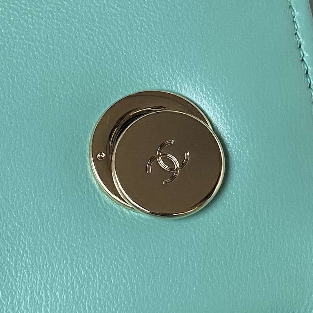 Chanel Trendy 24C Flap Bag With Top Handle Lambskin bag A92236 Blue Gold