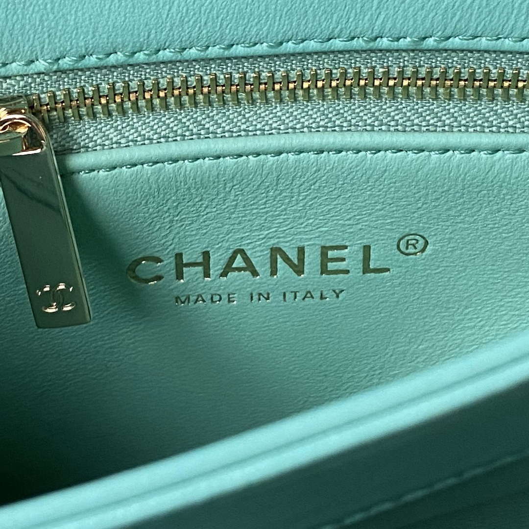 Chanel Trendy 24C Flap Bag With Top Handle Lambskin bag A92236 Blue Gold - Default Title - View 9