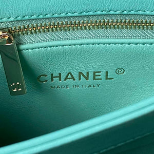 Chanel Trendy 24C Flap Bag With Top Handle Lambskin bag A92236 Blue Gold - Default Title - View 9