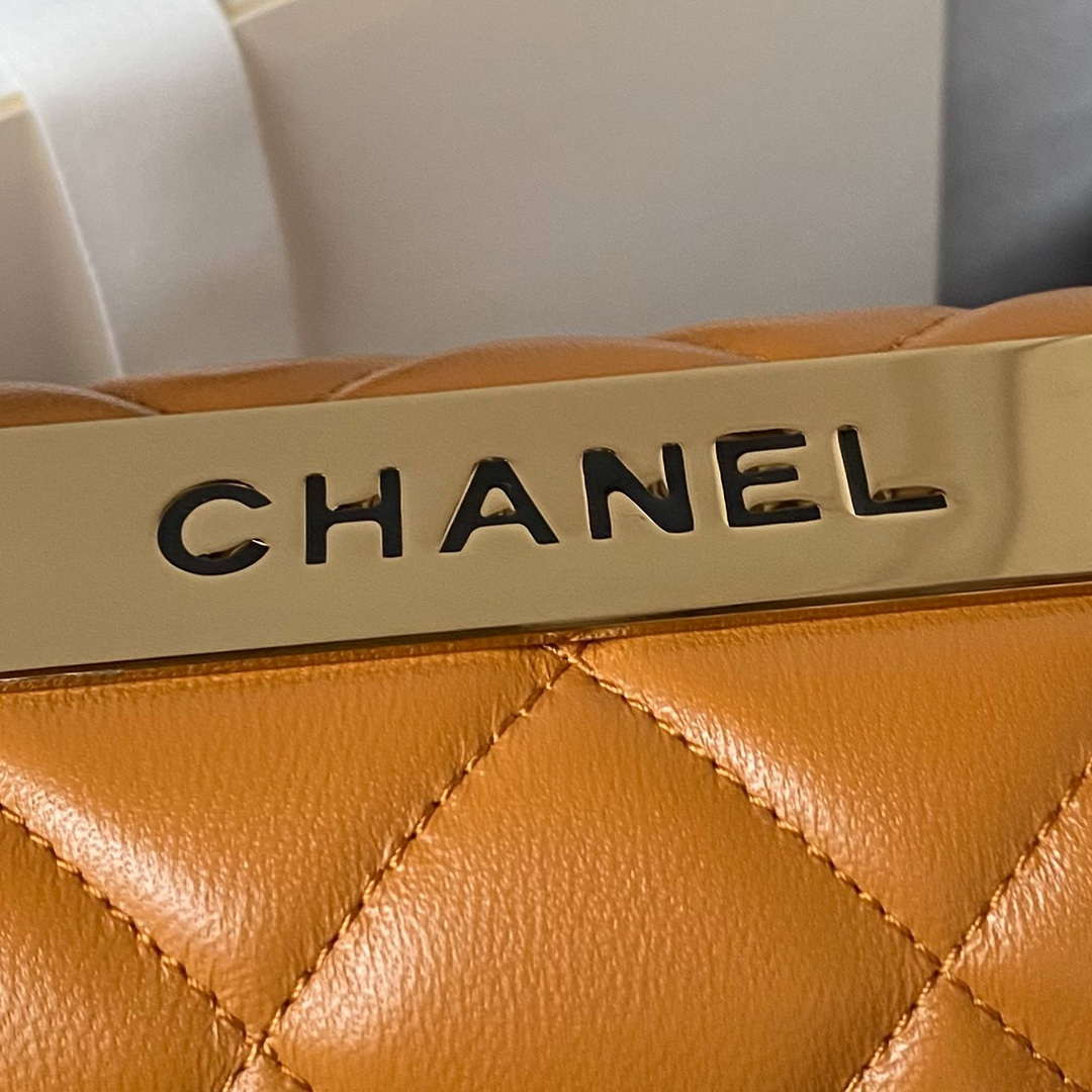 Chanel Trendy 24C Flap Bag With Top Handle Lambskin bag A92236 Orange Gold - Default Title - View 4