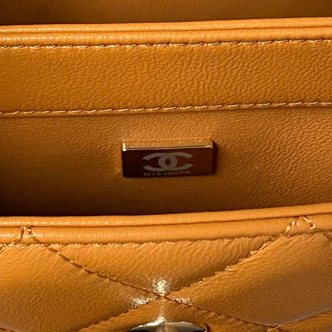 Chanel Trendy 24C Flap Bag With Top Handle Lambskin bag A92236 Orange Gold - Default Title - View 9