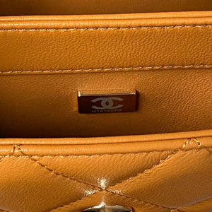 Chanel Trendy 24C Flap Bag With Top Handle Lambskin bag A92236 Orange Gold - Default Title - View 9