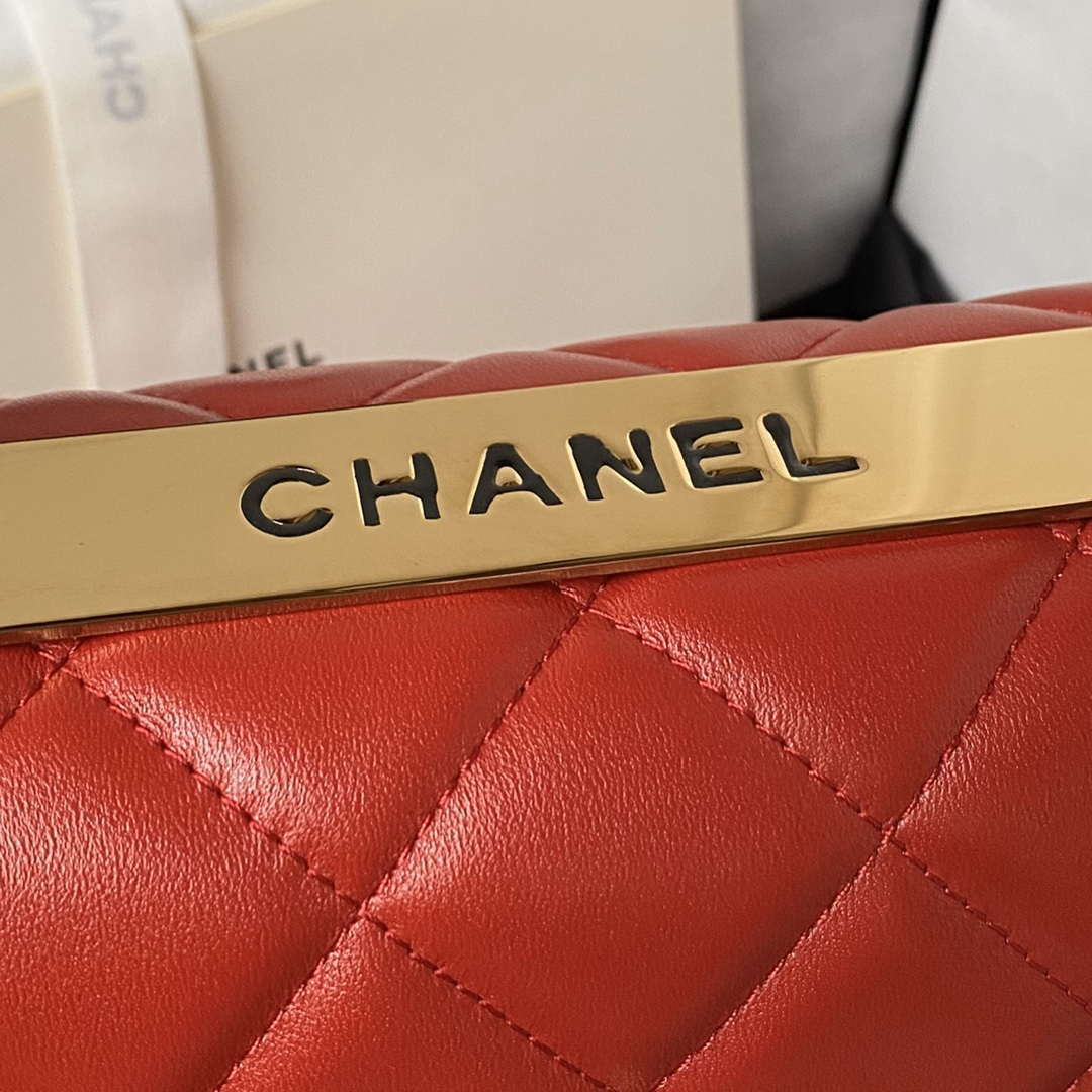Chanel Trendy 24C Flap Bag With Top Handle Lambskin bag A92236 Red Gold - Default Title - View 4