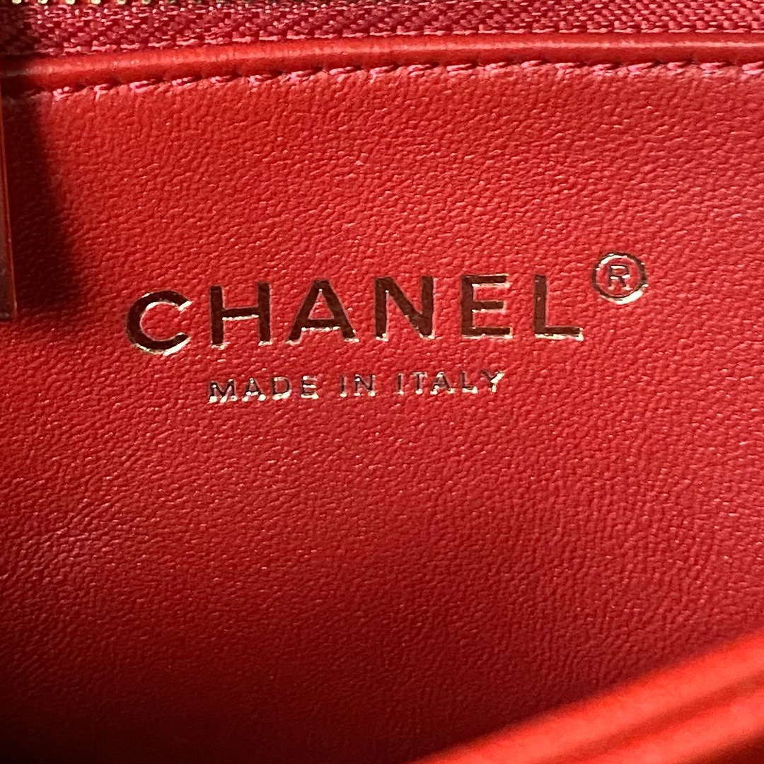 Chanel Trendy 24C Flap Bag With Top Handle Lambskin bag A92236 Red Gold - Default Title - View 9