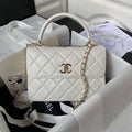 Chanel Trendy 24C Flap Bag With Top Handle Lambskin bag A92236 White Gold - Default Title - View 1