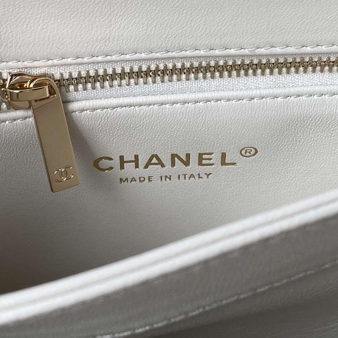 Chanel Trendy 24C Flap Bag With Top Handle Lambskin bag A92236 White Gold - Default Title - View 8