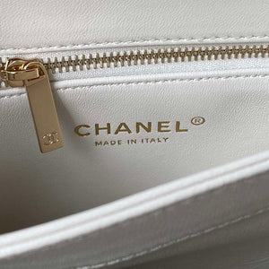 Chanel Trendy 24C Flap Bag With Top Handle Lambskin bag A92236 White Gold - Default Title - View 8