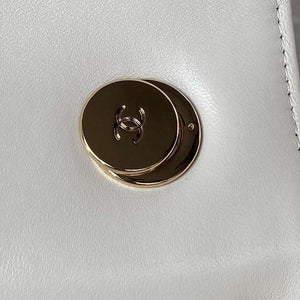 Chanel Trendy 24C Flap Bag With Top Handle Lambskin bag A92236 White Gold - Default Title - View 9
