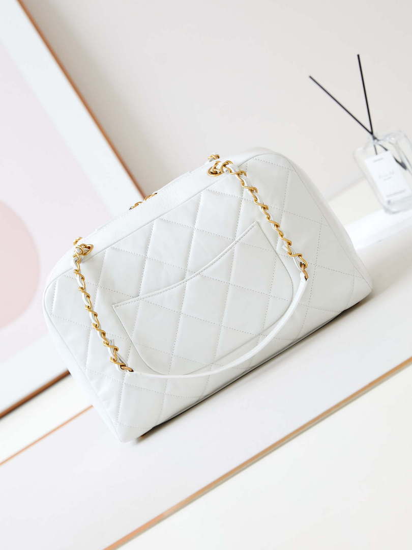 Chanel 24K Bowling Shoulder bowling Bag Gold AS4933 White