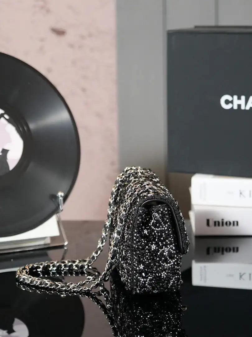 Chanel 24k Evening Full Diamond mini Bag A69900 Black Lambskin