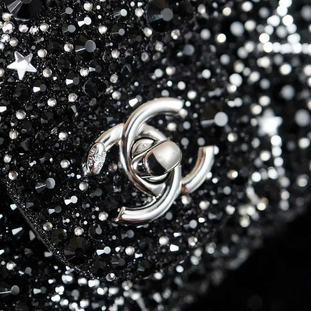 Chanel 24k Evening Full Diamond mini Bag A69900 Black Lambskin