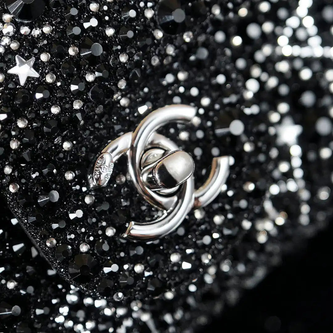 Chanel 24k Evening Full Diamond mini Bag A69900 Black Lambskin